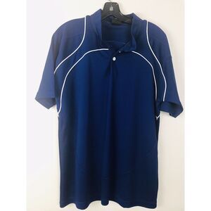 Canterbury New Zealand Men's Blue Polo‎ Rugby Shirt Button Neck Size L